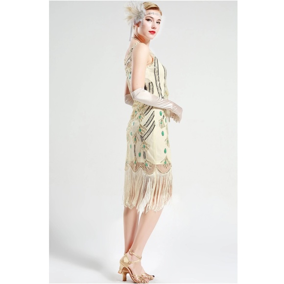 Peacock Sequin Fringed Party Flapper Dress - Picture 2 of 6
